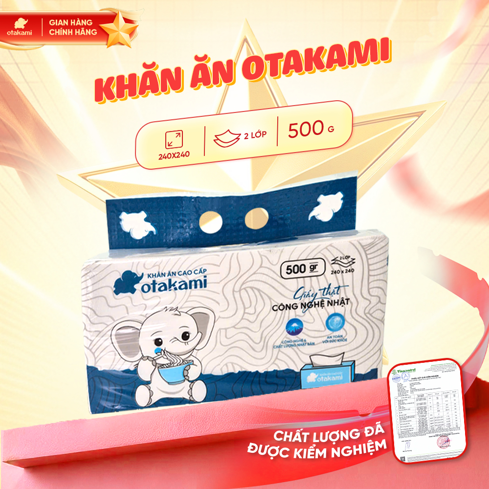 Khăn Giấy Ăn OTAKAMI Cao Cấp 2 Lớp 500g 240x240 – Giấy Ăn Cao Cấp, Mềm Mịn Không Hoá Chất Tẩy Trắng