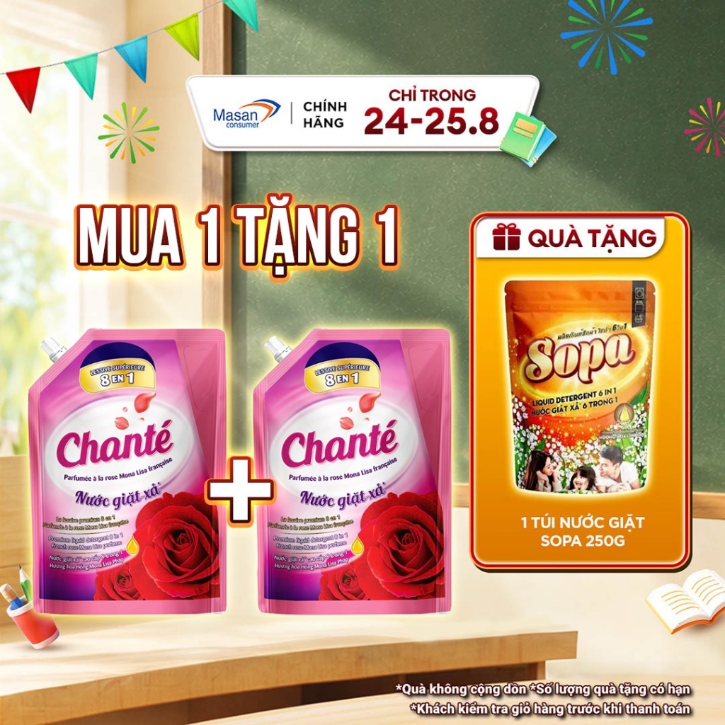 Combo 2 Túi Nước Giặt Xả Chanté Cao Cấp 8 Trong 1
