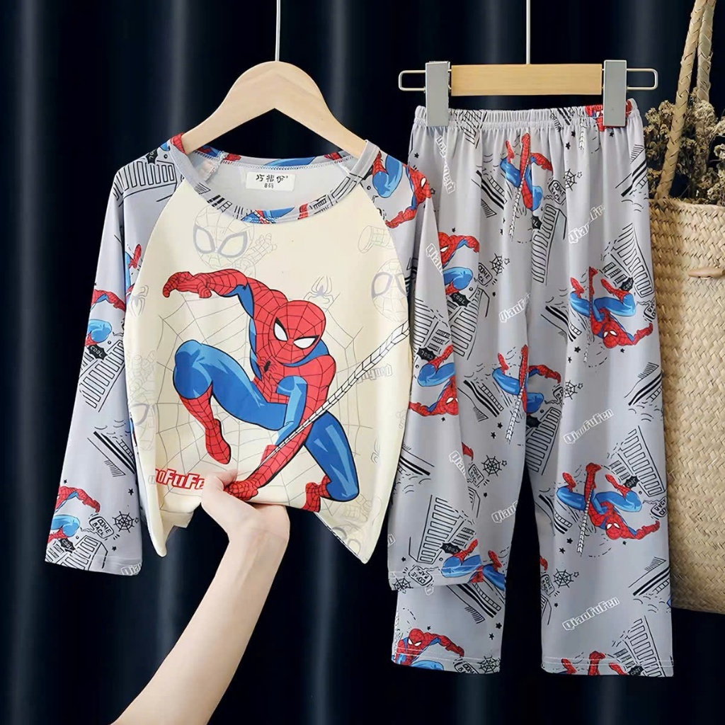 BỘ ĐỒ NGỦ TRẺ EM HỌA TIẾT SPIDER-MAN – DỄ THƯƠNG, NĂNG ĐỘNG, THOẢI MÁI Size9-35Kg ( Giảm Sâu)ĐT33