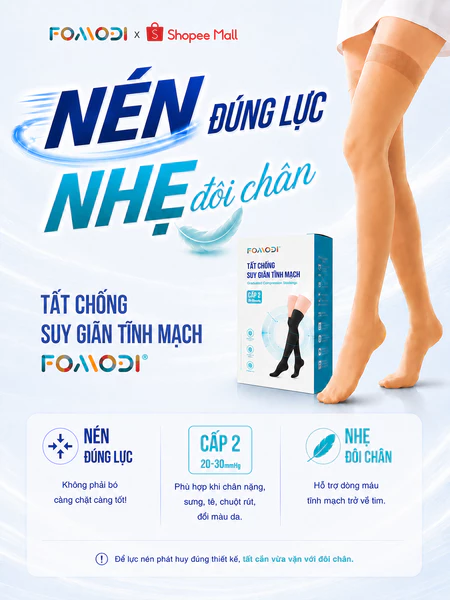 Vớ chống giãn tĩnh mạch chân FOMODI Cấp 2 - Tất y khoa giảm đau chân cho người già và nhân viên văn phòng