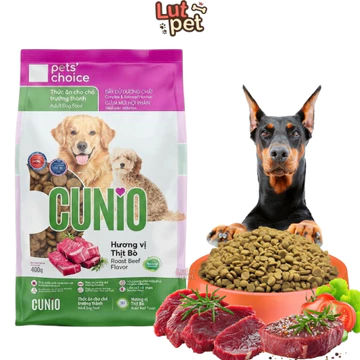 Hạt thức ăn Cunio cho chó trưởng thành, thức ăn hạt vị bò cho chó (400gr) - lutpet