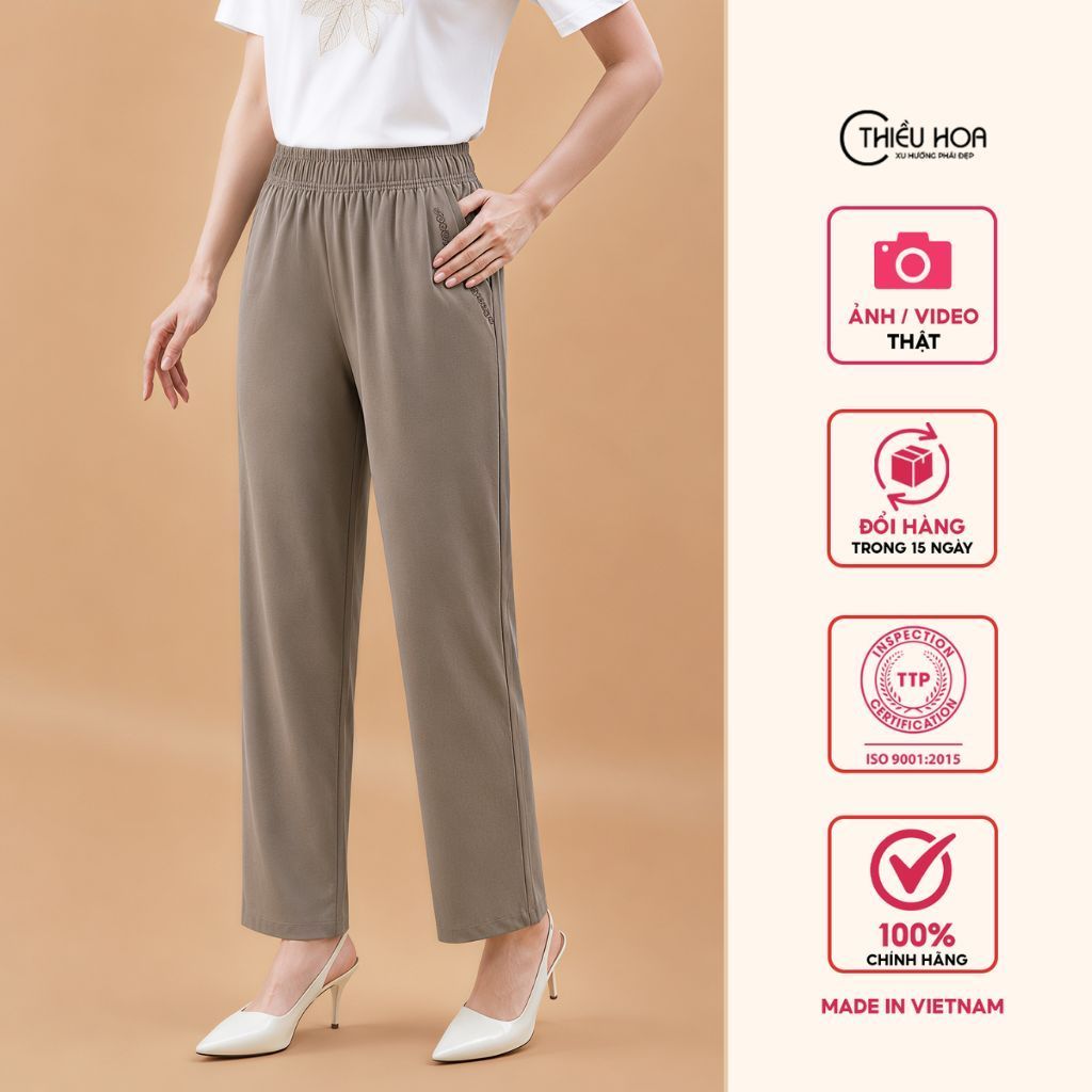 Quần thiết kế tôn dáng chất liệu Cotton thương hiệu Thiều Hoa QD4E0412