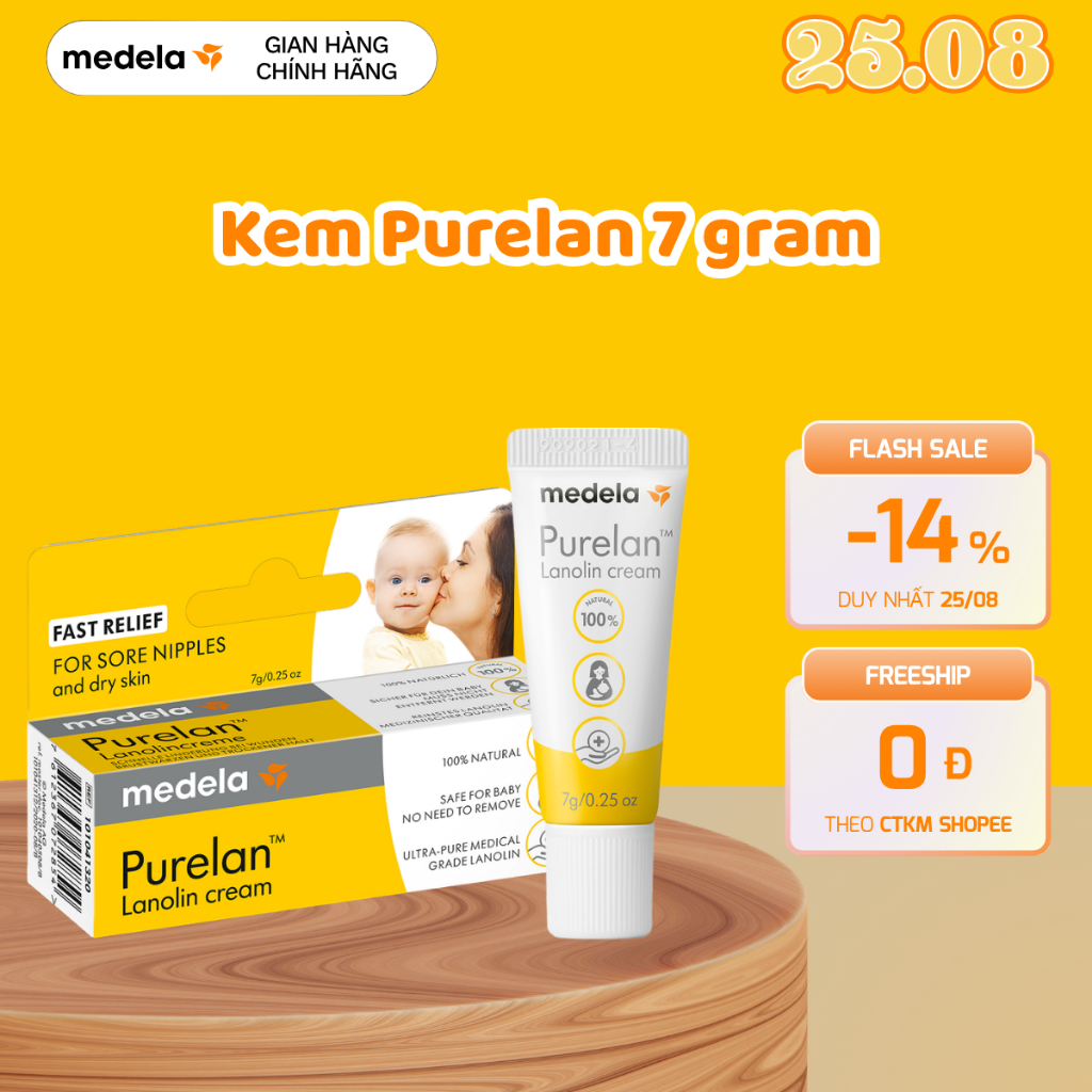 Kem Purelan™ Medela 7g - Kem bôi nứt cổ gà, khô da..
