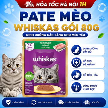 Pate mèo Whiskas cho mèo con mèo lớn gói 80g - Huna