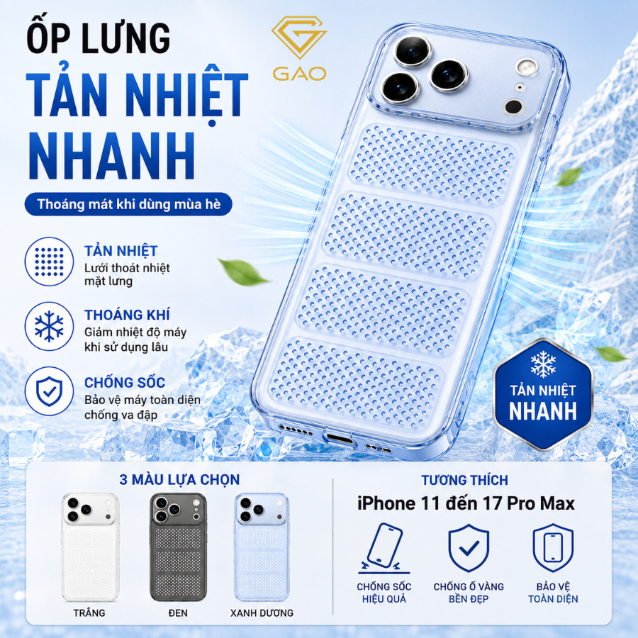 Ốp Lưng Tản Nhiệt Siêu Mỏng Chất Liệu Nhựa Dẻo Thoáng Khí Mùa Hè Với Tổ Ong Cho Iphone 17 Promax/16Pro/15/14/13/12/11