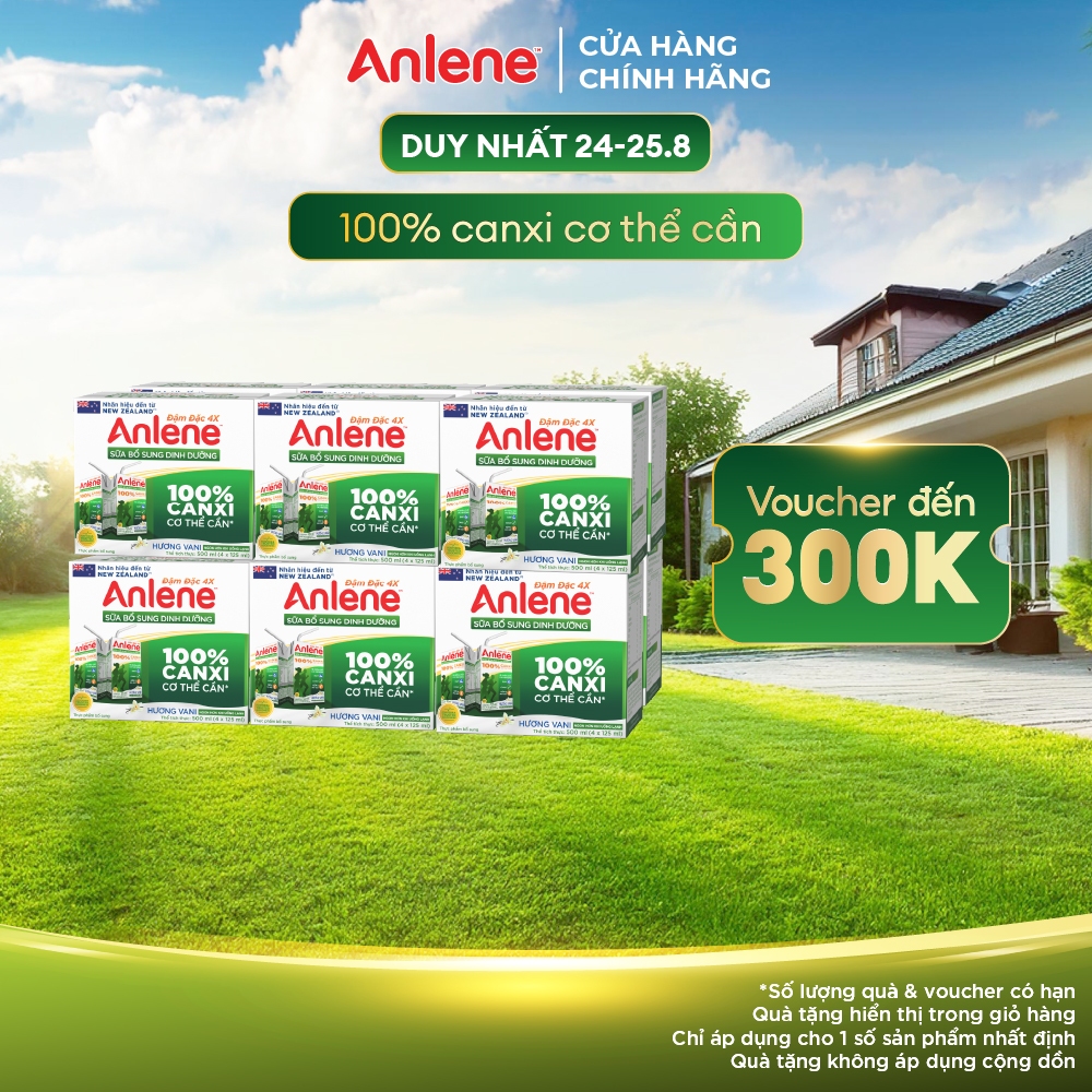 Thùng 48 hộp sữa nước Anlene hương Vani đậm đặc 110ml