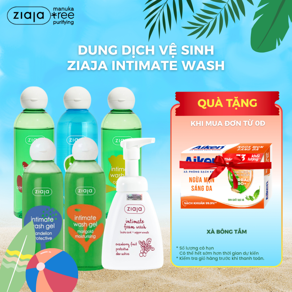 Dung Dịch Vệ Sinh Ziaja Intima Hoa Lan Chuông/Vỏ Sồi /Cúc La Mã/ Cúc Vạn Thọ/ Bồ Công Anh/ Tạo Bọt 200ml/ 230ml/ 500ml