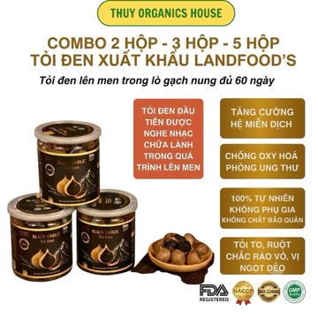 Combo 3 Hộp Tỏi Đen Nguyên Vỏ LANDFOOD'S Đạt Chuẩn FDA Lên Men 60 Ngày, Món Quà Sức Khỏe Thiên Nhiên