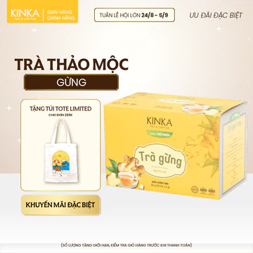 [HÀNG CHÍNH HÃNG] Trà gừng túi lọc KINKA - Giúp hỗ trợ tiêu hoá, khó tiêu, làm ấm cơ thể - Hộp 50g (25 gói x 2g)