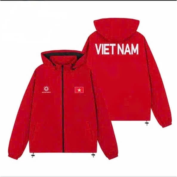 Áo khoác gió thể thao Việt Nam 2 lớp cổ cao cản gió, cản bụi tốt