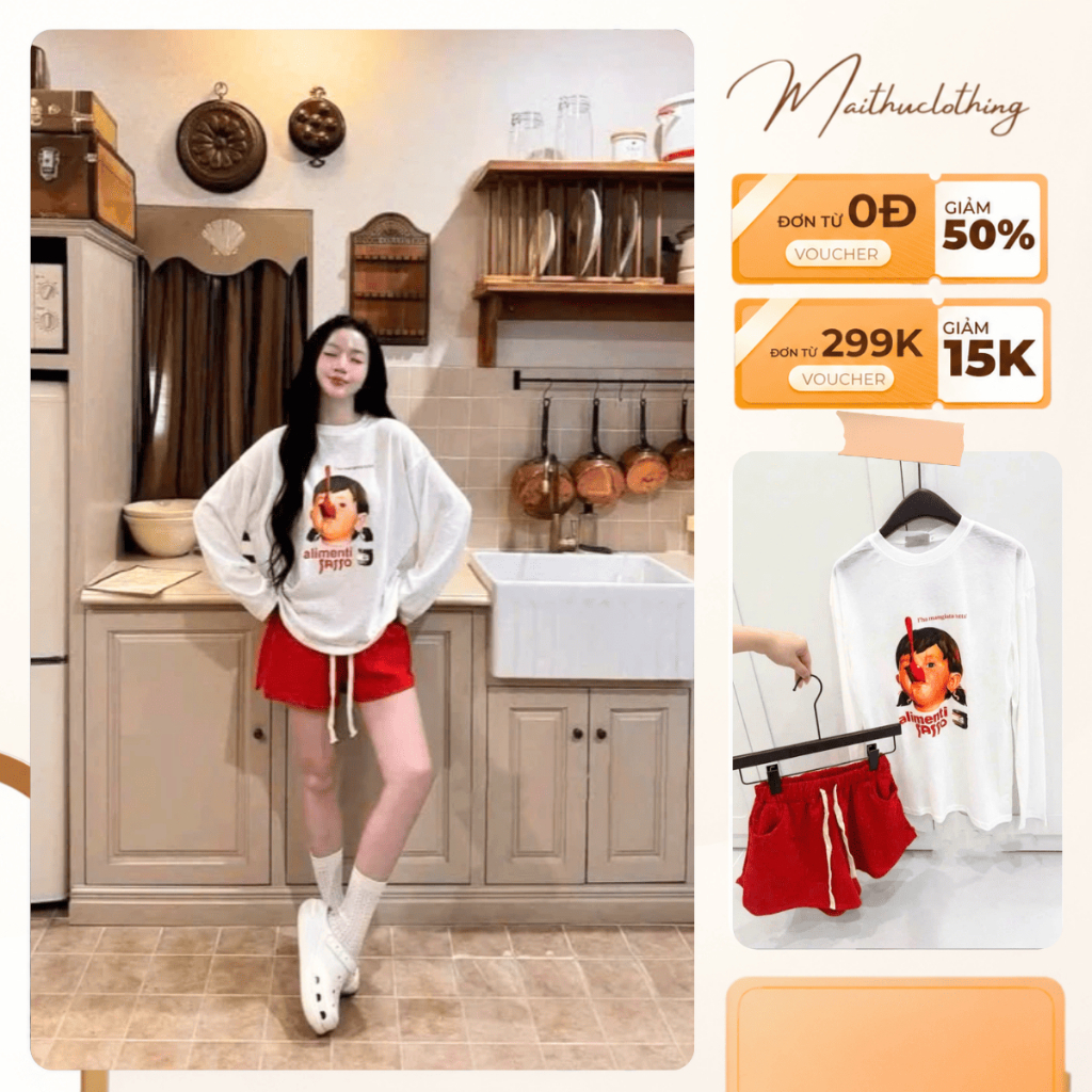 P51 Set quần áo đồ bộ Alimenti Saso chất cotton mềm mát mặc nhà thoải mái tiện lợi freesize