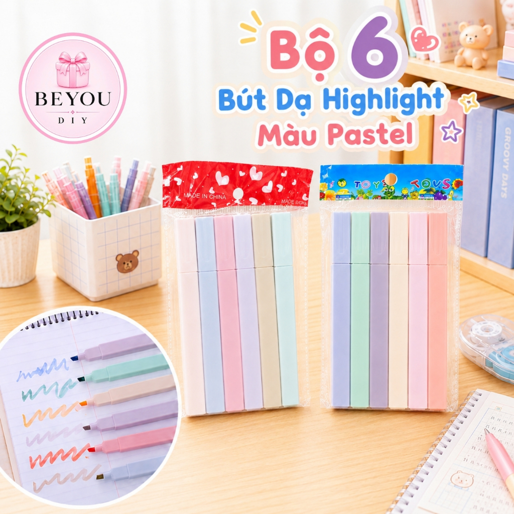 Bút Highlight Màu Macaron, Bút Dạ Quang Màu Pastel Dễ Thương - BEYOU