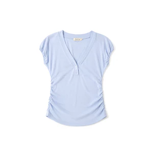 TUBYCATU Áo Thun Nữ Soleil Tee Cổ V Nhún Eo Tay Bo Chun Nữ Tính