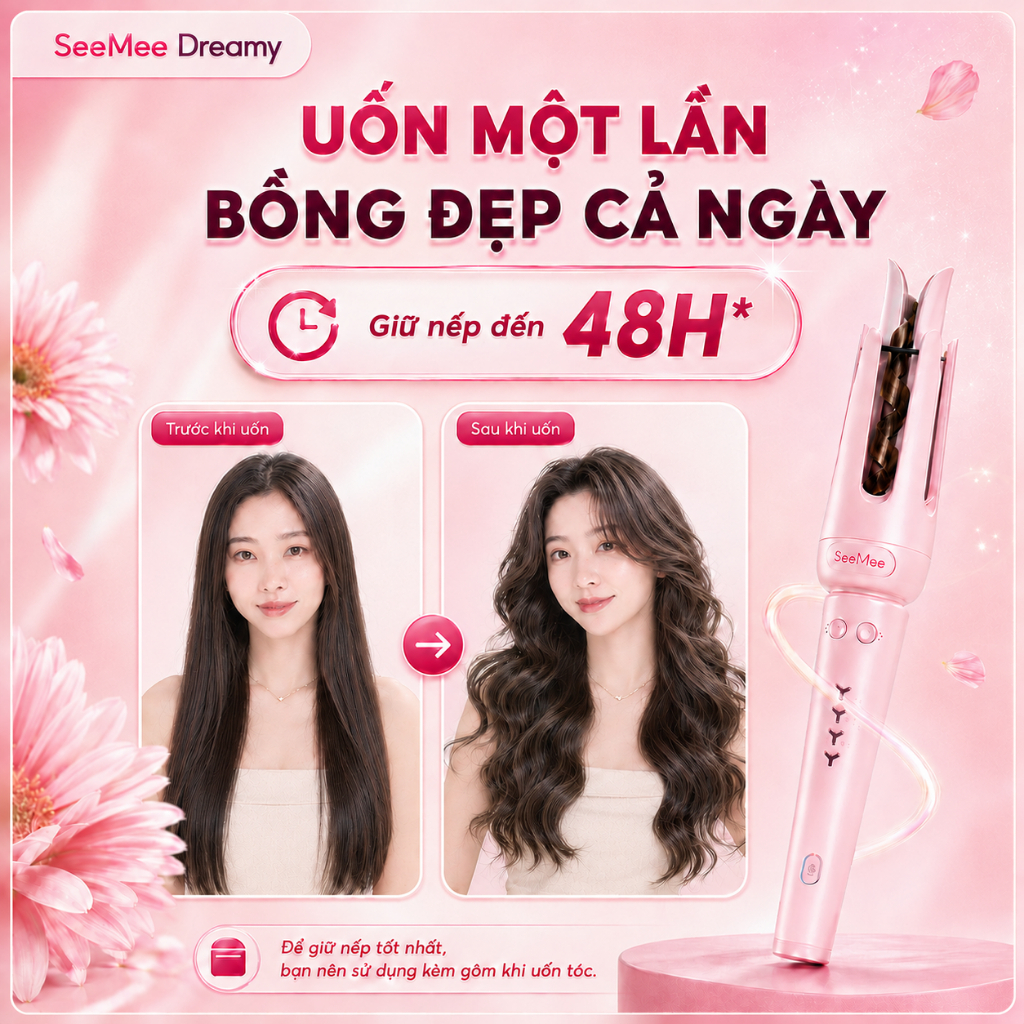 [GIÁ 345K TẠI LIVE SHOP]Máy uốn tóc tự động SeeMee tạo 2 kiểu xoăn trục 28mm 32mm giữ nếp 48h quà tặng bạn gái 20/10,LIS | BigBuy360 - bigbuy360.vn