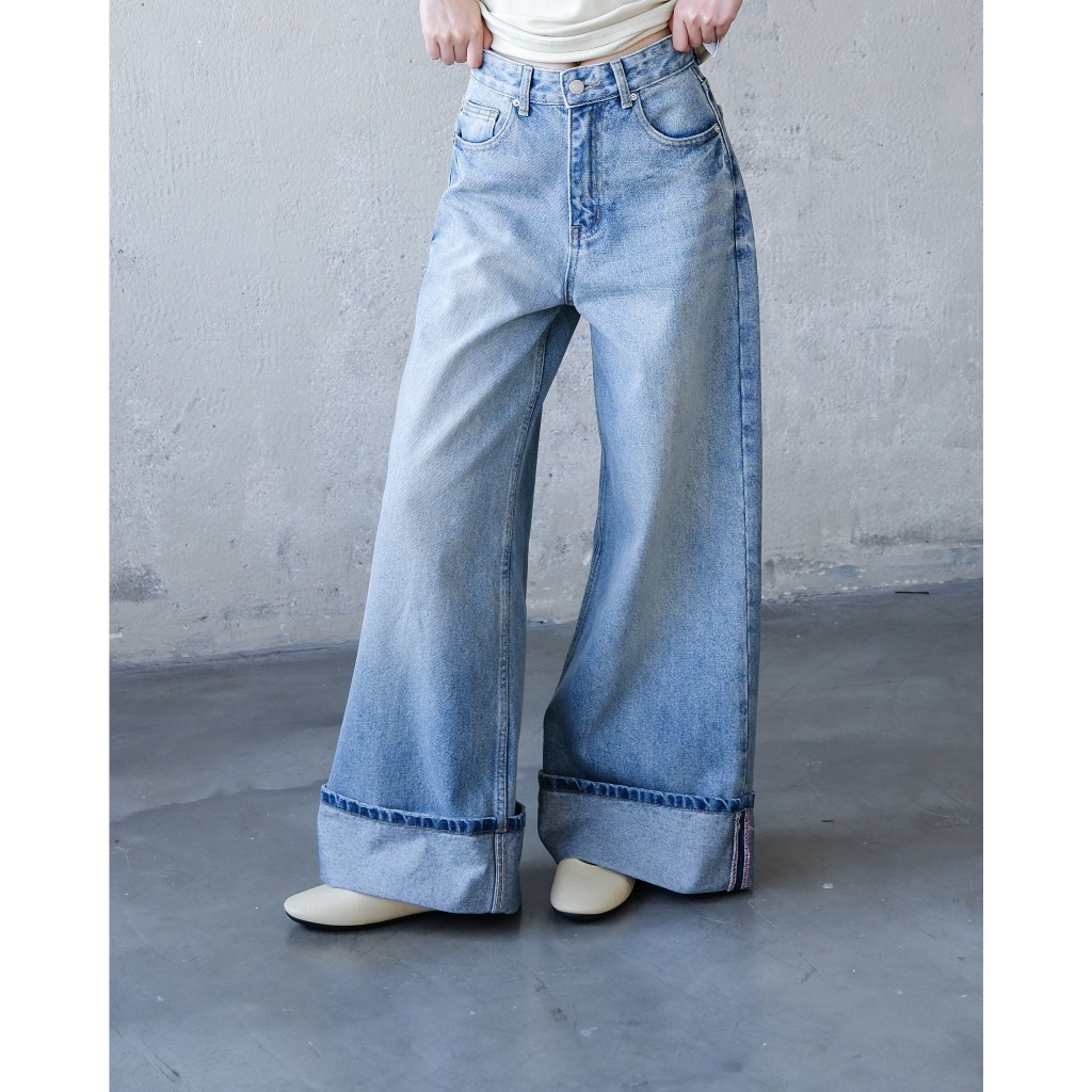 Quần Jeans Nữ LENCLOTHING Q1576-00 - Quần Cullotes Lật Lai Wash | BigBuy360 - bigbuy360.vn
