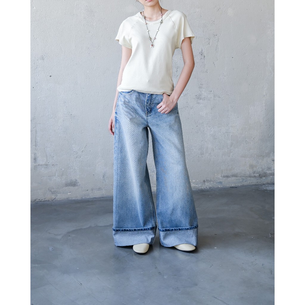 Quần Jeans Nữ LENCLOTHING Q1576-00 - Quần Cullotes Lật Lai Wash | BigBuy360 - bigbuy360.vn