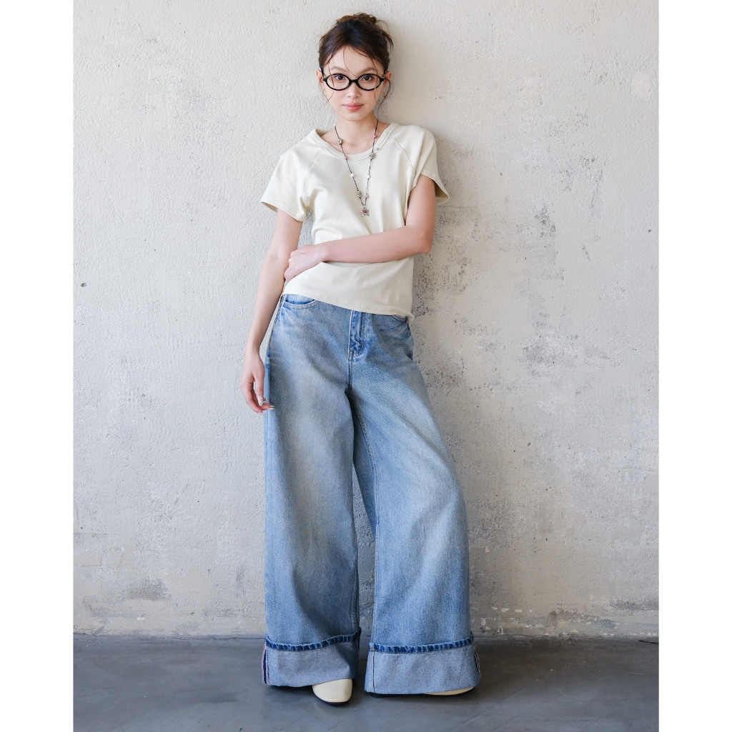 Quần Jeans Nữ LENCLOTHING Q1576-00 - Quần Cullotes Lật Lai Wash | BigBuy360 - bigbuy360.vn