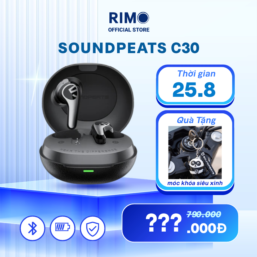 Tai nghe True Wireless SoundPEATS C30 Hybrid ANC, Hi-Res, LDAC, Kháng nước IP54, Bluetooth 6.0 | BigBuy360 - bigbuy360.vn