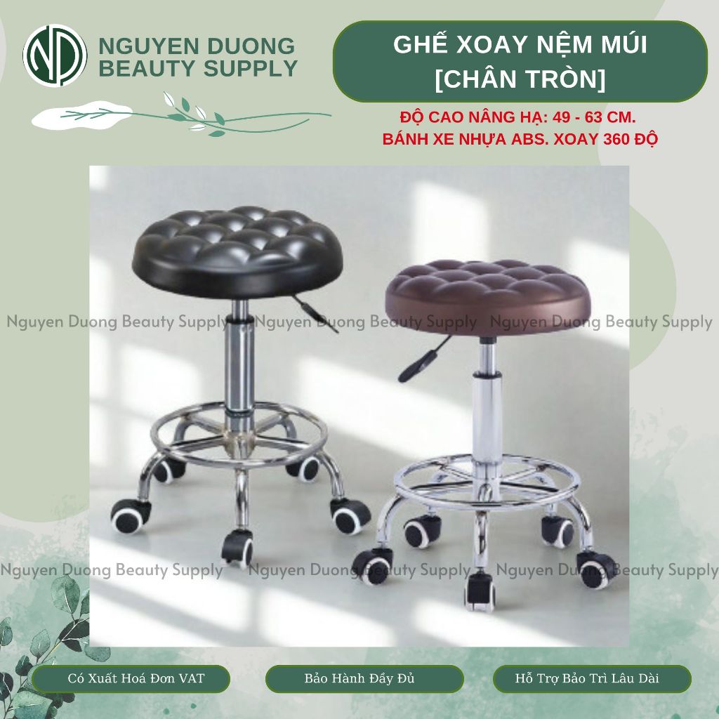 [Có Sẵn, HCM] Ghế Xoay Spa Nâng Hạ Nệm Múi - Chân Tròn - Bảo Hành 6 Tháng