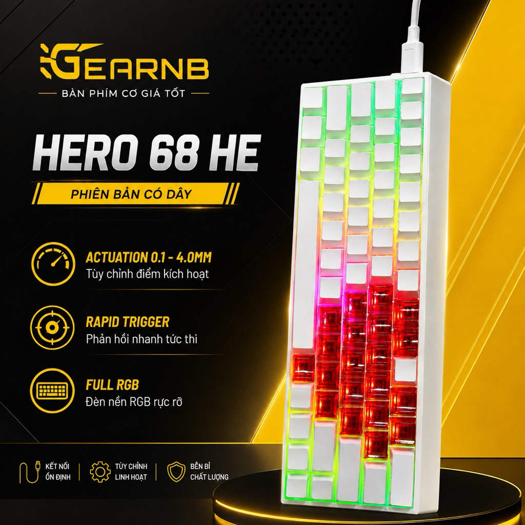 [Hoả tốc]HERO 68 HE Hall Effect Rapid Trigger 0.01mm – Bàn Phím Cơ Gaming 68% RGB Cao Cấp | BigBuy360 - bigbuy360.vn