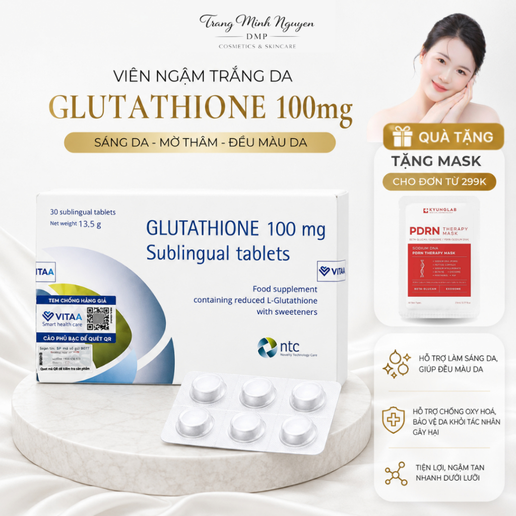 glutathione 100mg ngậm Viên Trắng Da Sublingual Tablets Italy (30 viên) without_ingredient::Paraben bpc 157 huberman lab Style:Powder