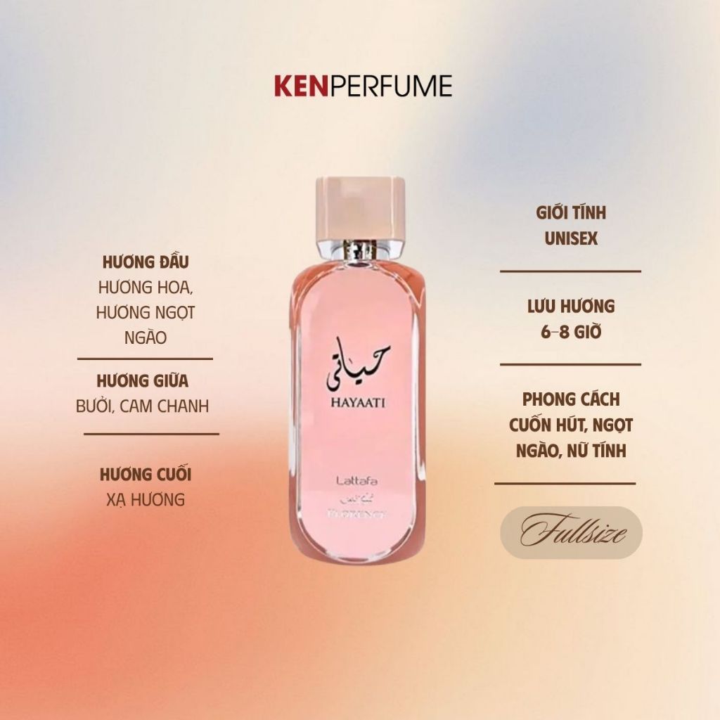 Nước hoa Fullsize 100ML Lattafa Hayaati Florence | Nước Hoa Nữ | Ken Perfume