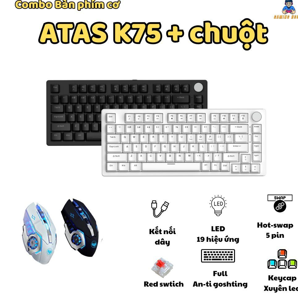 Combo bàn phím cơ ATAS K75 và chuột X7