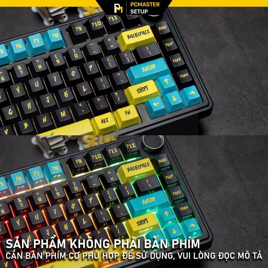 Keycap pbt xuyên led CyberPunk họa tiết in dyesub xuyên led side print doubleshot | BigBuy360 - bigbuy360.vn
