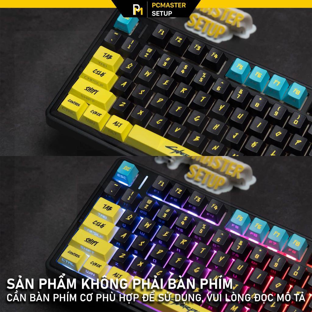 Keycap pbt xuyên led CyberPunk họa tiết in dyesub xuyên led side print doubleshot | BigBuy360 - bigbuy360.vn