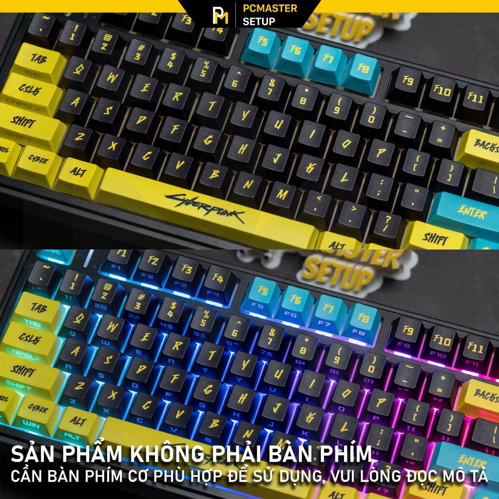 Keycap pbt xuyên led CyberPunk họa tiết in dyesub xuyên led side print doubleshot | BigBuy360 - bigbuy360.vn