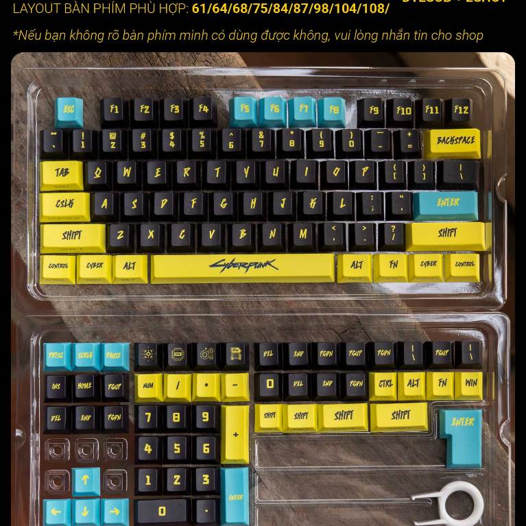 Keycap pbt xuyên led CyberPunk họa tiết in dyesub xuyên led side print doubleshot | BigBuy360 - bigbuy360.vn