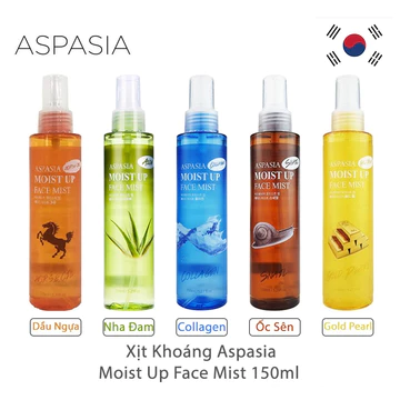 Xịt Khoáng Aspasia Moist Up Face Mist - Xịt Lô Hội Aspasia Dưỡng Ẩm, Khóa nền Makeup Peak 150ml
