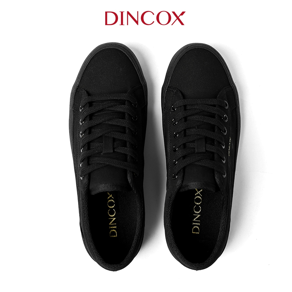 Giày Sneaker Vải Canvas Nam Nữ E18 Black DIncox - Giày Vải Đen Năng Động - Đế Khâu Bền Bỉ | BigBuy360 - bigbuy360.vn