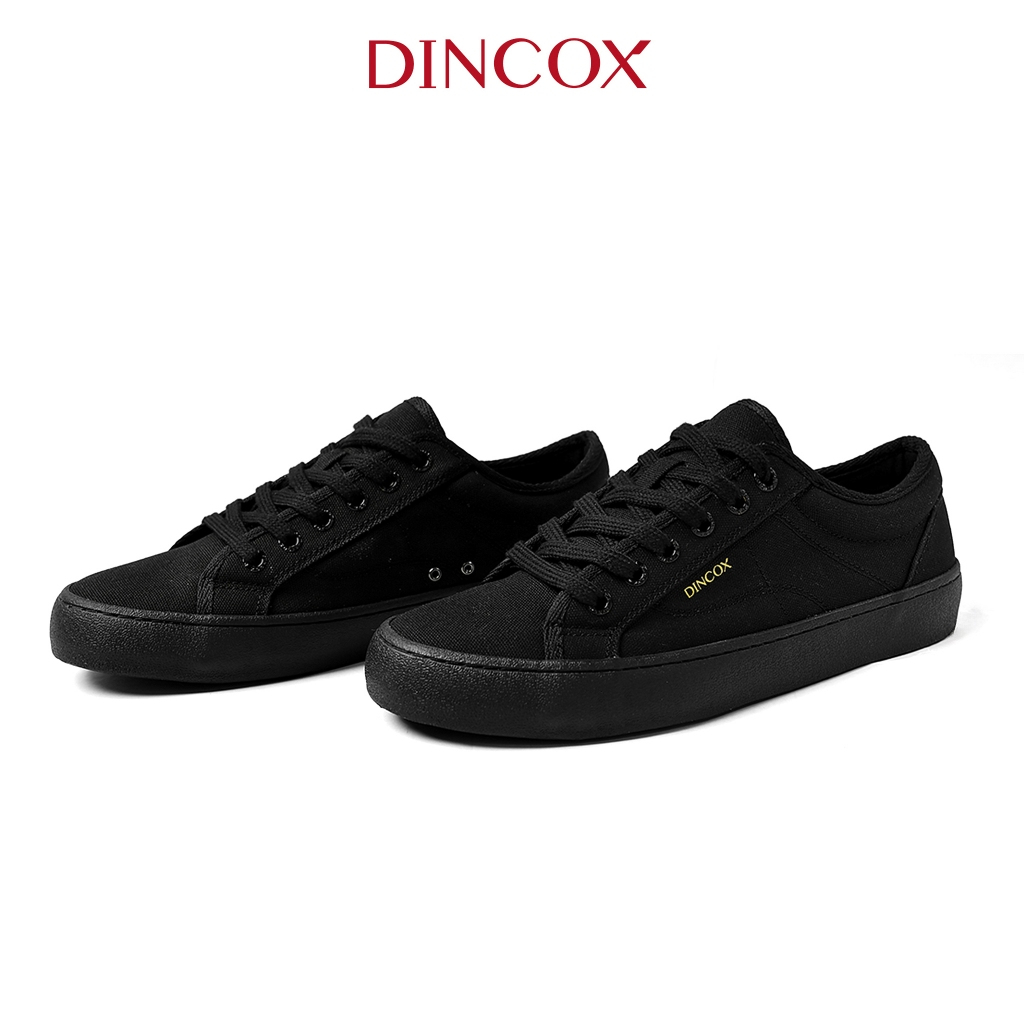 Giày Sneaker Vải Canvas Nam Nữ E18 Black DIncox - Giày Vải Đen Năng Động - Đế Khâu Bền Bỉ | BigBuy360 - bigbuy360.vn