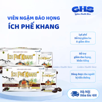 ⭐3 gói Viên ngậm Ích Phế Khang Tất Thành giúp giảm ho, dịu họng Viên ngậm cho người tiểu đường (20 túi x 10 viên)