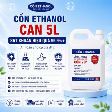[CAN 5L] Dung dịch Ethanol 70 Độ, 90 Độ, 96 Độ, Cồn 70 Độ, 90 Độ, 96 Độ Y Tế Sát Khuẩn