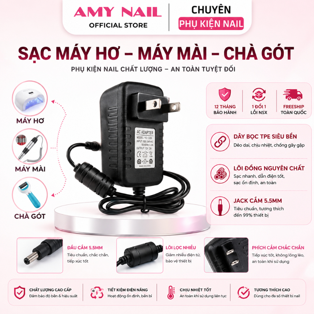 Dây sạc máy hơ T8 SNRQI (chân nhỏ), sun5 plus, sun 5 - Cục sạc máy mài tích điện (ib cho shop trước khi đặt tránh nhầm)