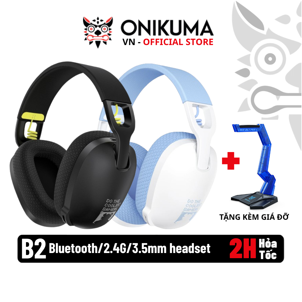 [TẶNG GIÁ ĐỠ] ONIKUMA B2 – Tai nghe gaming bluetooth – Kèm jack 3.5mm – 3 chế độ chơi game – Siêu nhẹ