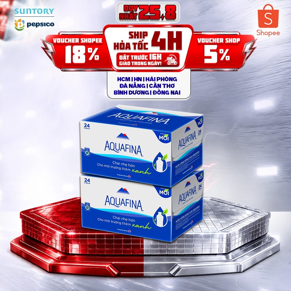 Combo 2 Thùng Nước tinh khiết Aquafina (500ml/chai)
