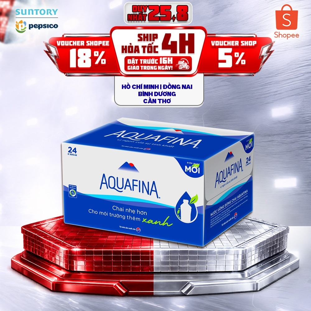 Thùng 24 Chai Nước tinh khiết Aquafina (500ml/chai)