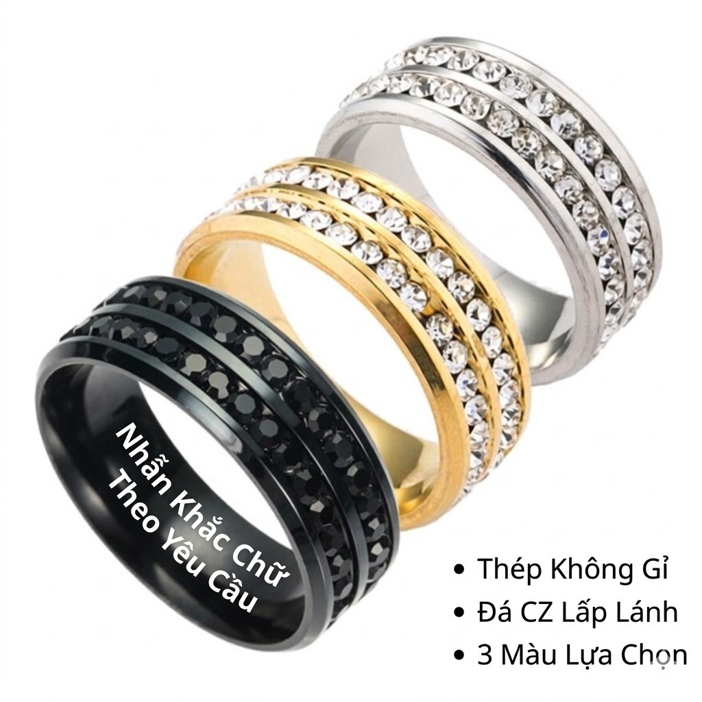 Titanium Steel Couple Rings, engravable by EJ Đồ Trang Sức Tùy Chỉnh