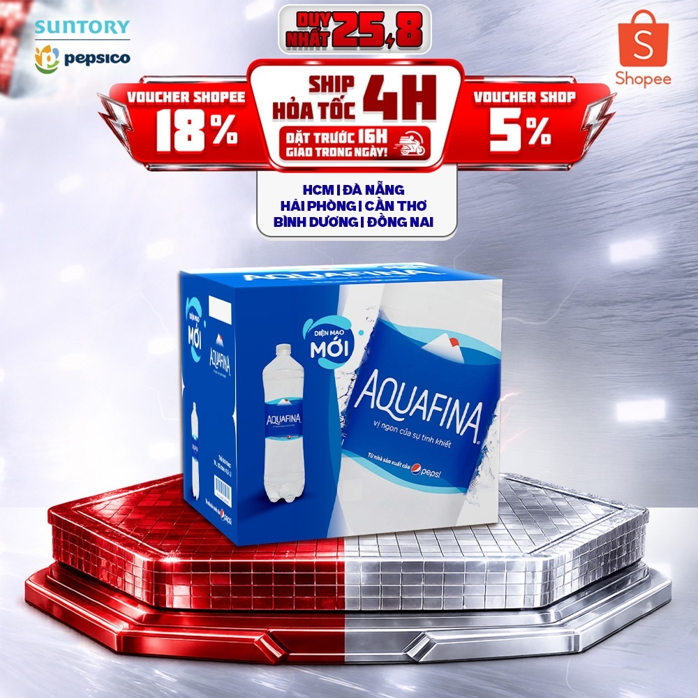 [Giao trước lễ] Thùng 12 Chai Nước tinh khiết Aquafina (1.5L/chai)