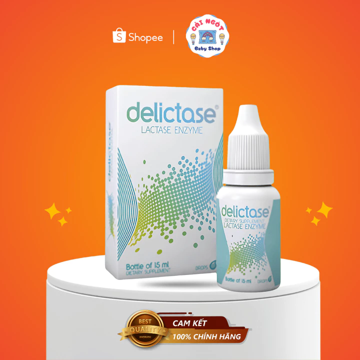 Delictase Lactase Enzym ( Lọ 15ml ) Men tiêu hóa hỗ trợ ngừa tiêu chảy, nôn trớ, kém hấp thụ do bất dung nạp lactose