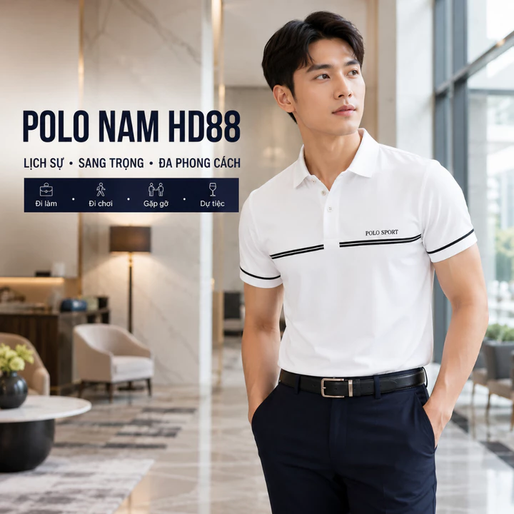 Áo Polo Nam HD.88 Cotton Cao Cấp Mát Mẻ, Mềm, Mịn,Phong Cách Sang Trọng