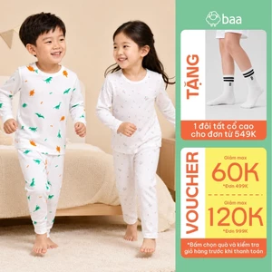 [Mua 2 Giảm 10%] Đồ ngủ dài tay bé gái, bé trai thun lạnh Viscose mát lạnh, mềm mịn 1-10 tuổi Baababy DB11D