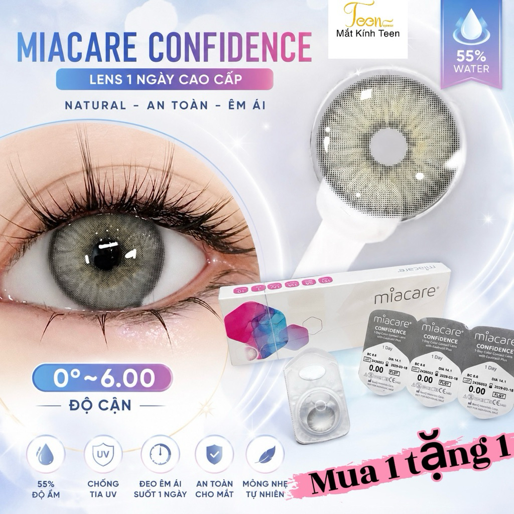 [ Mua 1 Tặng 1 ], Lens 1 Day MIACARE  Độ Cấp Ẩm Cao- Màu Tự Nhiên, Mang Êm Mắt Cả Ngày Dài, Tiện Lợi và Vệ Sinh hơn. | BigBuy360 - bigbuy360.vn