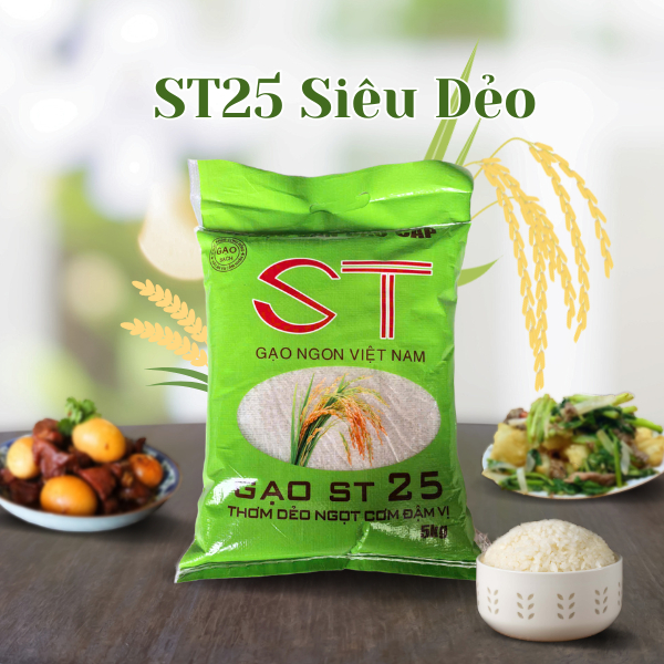 Gạo ST25 5kg Siêu Dẻo Ngọc Thiên Phúc Dẻo Mềm Thơm Ngọt Cơm Đặc Sản Sóc Trăng