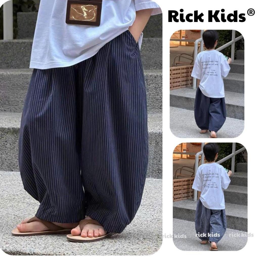 Quần Kẻ Sọc Cong Te Có Dây Rút Thời Trang Phong Cách Cho Bé Trai Và Bé Gái l Rick Kids