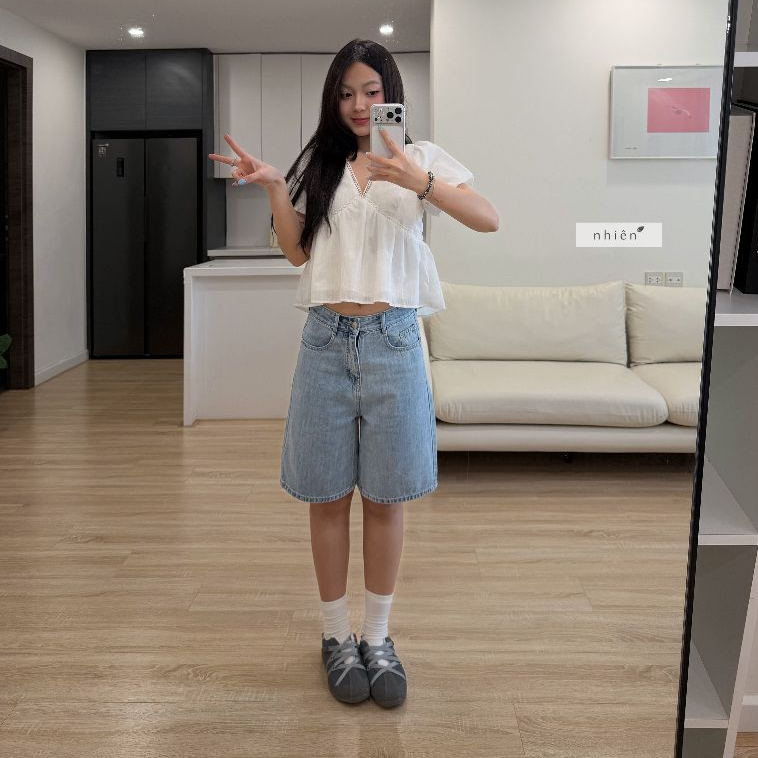 Quần jean nữ - quần ngố lửng ống rộng nhiennhienvintage NQJ00002 | BigBuy360 - bigbuy360.vn