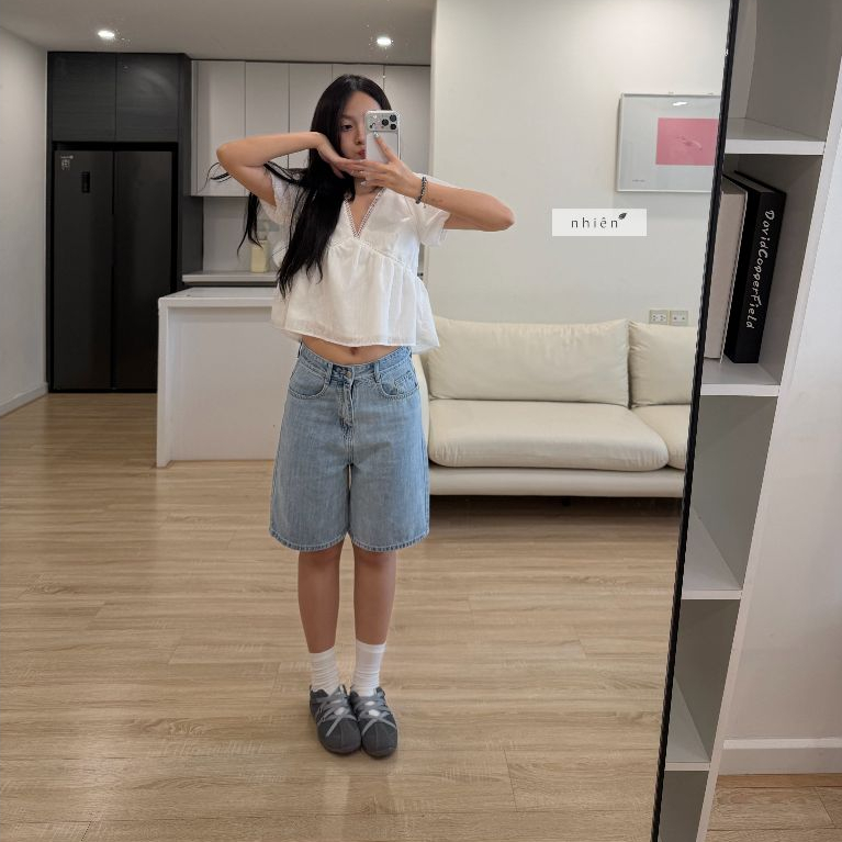 Quần jean nữ - quần ngố lửng ống rộng nhiennhienvintage NQJ00002 | BigBuy360 - bigbuy360.vn